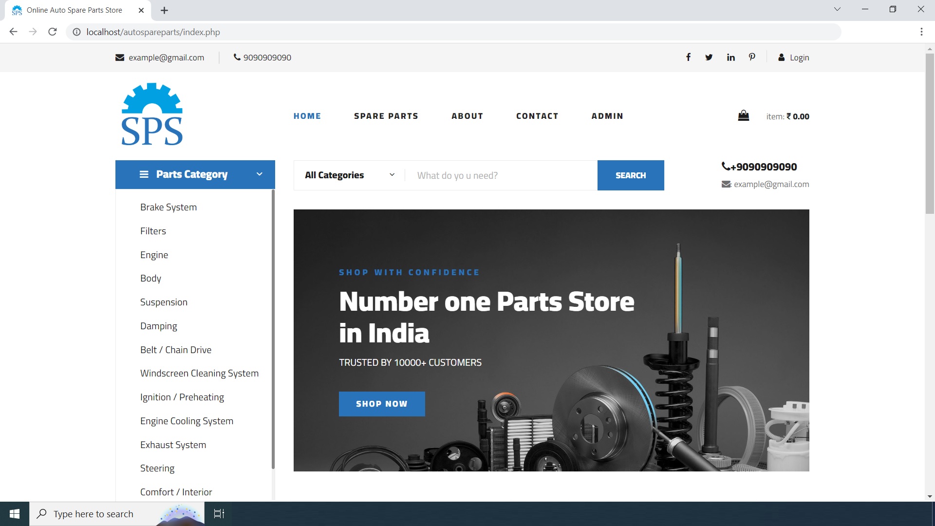 Online Auto Spare Parts Store Website